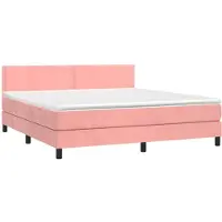 Syfax Boxspringbett mit Matratze Rosa 180x200 cm Samt