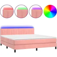 Syfax Boxspringbett mit Matratze & LED Rosa 180x200 cm Samt