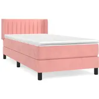 Syfax Boxspringbett mit Matratze Rosa 80x200 cm Samt