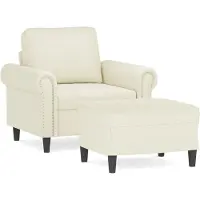 vidaXL Sessel mit Hocker Creme 60 cm Samt