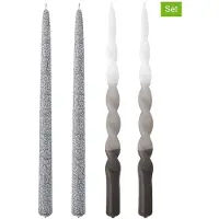Bloomingville 4er-Set: Stabkerzen ''Frost'' in Grau - 4x 75 g - onesize