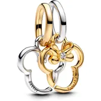 Pandora Disney Gold coloured Mickey and Minnie Mouse Charm 763650C01