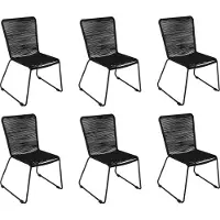 Möbelliebling SAM Gartenstuhl Outdoor-Seilstuhl Schwarz mit Eisen-Gestell in Schwarz ISRA 6er Set