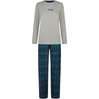 Happy Shorts Pyjama in Grau/ Dunkelgrün - L