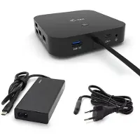 ITEC i-tec USB-C Dual Display Docking Station with Power Delivery 65W + Universal Charger 77 W, Kabelgebunden, USB 3.2 Gen 1 (3.1 Gen 1) Type-C, 65 W, 3,5 mm, 10,100,1000 Mbit/s, Schwarz