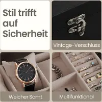 Hobby Hall Uhrenbox mit 8 Fächern, Uhrenkasten aus Massivholz, mit Glasdeckel JOWB35008B01