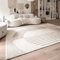 FRAAI Hochflor Teppich - Serene Shapes Creme 80x150 cm