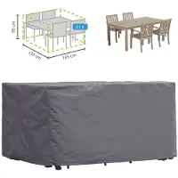 Perel Outdoor-Abdeckung für Garten-Set, grau, rechteckig, 165 cm x 135 cm x 95 cm