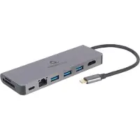 Gembird USB Type-C 5-in-1 Multiport-Adapter mit Kartenleser und LAN