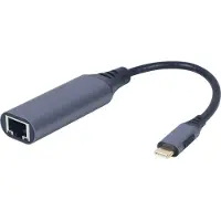 24hShop A-USB3C-LAN-01, USB 3.2 Gen 1 (3.1 Gen 1) Type-C, 10,100,1000 Mbit/s, IEEE 802.1Q, IEEE 802.1p, IEEE 802.3az, IEEE 802.3x, Schwarz, Grau, RJ-45, Metall
