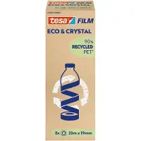 TESA tesafilm eco & crystal Klebeband, transparent, reißfest, L 33 m x B 19 mm, 8 Rollen