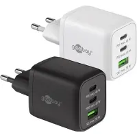 Wentronic 65 W USB-C PD GaN Multiport-Schnellladegerät Nano weiß, 2x USB-C-Anschlüsse (Power Delivery) und 1x USB-A-Anschluss (Quick Charge 3.0)