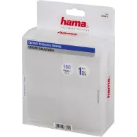 Hama CD/DVD Protective Sleeves, Pack of 100, 100 Disks, Transparent, Polypropylen (PP)