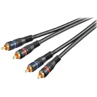 Pro 50032 Stereo Verbindungskabel 2x Cinch, zweifach geschirmt, 1.5 m, Schwarz - 2x Cinch-Stecker > 2x Cinch-Stecker