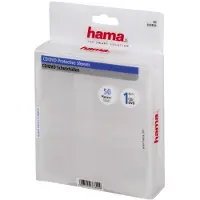 Hama CD/DVD Protective Sleeves, Pack of 50, 50 Disks, Transparent