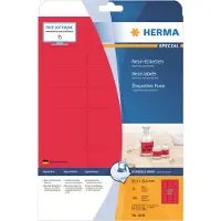 Herma Neonetiketten A4 63.5x29.6 mm neon-rot Papier matt 540 St., Rot, Selbstklebendes Druckeretikett, A4, Papier, Laser/Inkjet, Dauerhaft