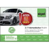 Sigel Pkw Fahrtenbuch , A6 quer, 40 Blatt für ca. jeweils 430 Fahrten, 2 Stck + 1 GRATIS
