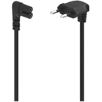 Hama Netzkabel, beidseitig gewinkelt, Euro-Stecker, Doppelnut/C7, 1,5 m, Schwarz