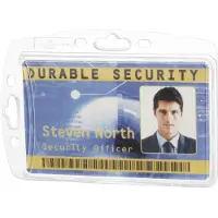 Durable Ausweishalter HARTBOX, für 1 Karte im Hoch-/Querformat, Daumenstanzung, Befestigungslaschen, B 101 x H 71 mm, Polystyrol, transparent, 10 Stück