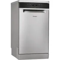 Whirlpool WSFO 3T223 PC X, Freistehend, Single (45 cm breit), Edelstahl, Schwarz, Tasten, 1,3 m