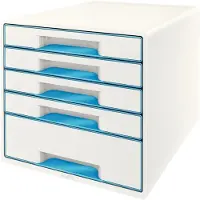 Leitz Schubladenbox WOW CUBE 5214, 5 Schübe, DIN A4, Polystyrol, blau