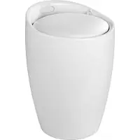 Wenko Hocker Candy White matt, mit Wäschesack, Badhocker, mit abnehmbarem Wäschesammler Wenko Weiß, Wäschesack: Schwarz