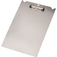 Djois Klemmbrett für Transportwagen, A4, bis 100 Blatt, abnehmbare Kunststoffschelle, Stiftschlitze, Aufhängeloch, Recycling-Aluminium, silbergrau