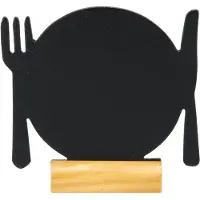 Securit 3er-Set Mini-Tischtafeln - Teller-Silhouette - Holzsockel - Kreidestift inklusive