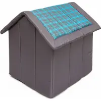 TexCorp Doggy Hundehütte Hundehöhle Hundebett Hundehaus Katzenhöhle mittle M - 44 x 38 cm blau kariert