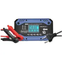 Qoltec Smart-Ladegerät für STD AGM GEL LiFePO4-Batterien | Gleichrichter mit Reparaturfunktion | 12-24 V | 10 A | LCD | 9-stufiges Laden