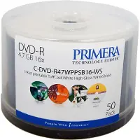 Primera Technology Primera TuffCoat - 50 x DVD-R - 4.7 GB 16x - High-Gloss White - mit Tintenstrahldrucker bedruckbare Oberfläche, Bedruckbarer Innenring - Spindel