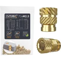 Ruthex M2,5 Gewindeeinsatz - 70 Stück RX-M2,5x5.7 Gewindebuchsen aus Messing
