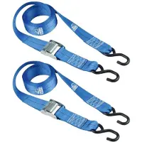 Basi - Spanngurt 2er Set - SG 307 - Blau - mit Klemmschloss und S-Haken - TÜV geprüft - Zurrkraft 125 kg - 0004-0307