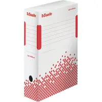Esselte Archivbox SPEEDBOX, DIN A4, weiss/rot,(B)100mm aus 100% recyceltem Karton, 100%