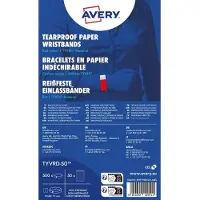 Avery Zweckform TYVRD-50 Einlassbänder 19 x 256 mm, rot, Tyvek, nummeriert, 500 Stück