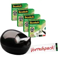 3M Karim Rashid Tischabroller, schwarz + Magic unsichtbares Klebeband, 19 mm x 7,5 m, incl. 1 Rolle
