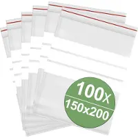 Quadrios Druckverschlussbeutel mit Beschriftungsstreifen (B x H) 150 mm x 200 mm Transpar