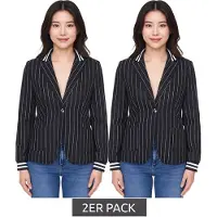 Ajc 2er Pack Blazer Damen Business-Jacke mit Ein-Knopf-Verschluss Blazer Anzug-Jacke 36873246 Schwarz