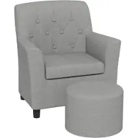 AIYAPLAY Kindersessel mit Fußhocker Leinentoptik Grau 45 x 43 x 50,5 cm