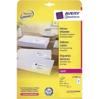 Avery Zweckform Adressetiketten L7160-40, mit ultragrip, geeignet für Laserdrucker, 63,5 x 38,1 mm, 840 Stück/40 A4-Bogen, 100 % FSC-Papier, weiß