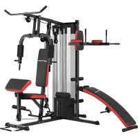 SPORTNOW Kraftstation Multifunktionale Fitnessstation mit Butterfly-, Latzugstange Curler