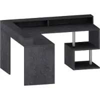 Dmora Eckschreibtisch Sansone Grau 180x93x160 cm, 2 Böden