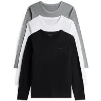 Tommy Hilfiger 3-pack Ls Tee White/black/grey Heather Größe: XS | Nachtwäsche Outlet | Herren | Weiß