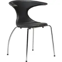 Ebuy24 (4er Set) Flair Dan-Form Esszimmerstuhl Echtes Leder schwarz.