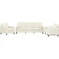 vidaXL 3-tlg. Sofagarnitur mit Kissen Creme Samt