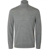 SELECTED MEN Herren Pullover & Cardigans Slhtray Ls Knit Merino Roll Neck - Grijs - Größe XL