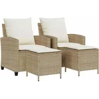 vidaXL 4-tlg. Garten-Sofagarnitur mit Kissen Beige Poly Rattan