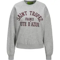 JJXX Damen Merle Pullover Hellgrau Melange Aufdruck Saint Tropez