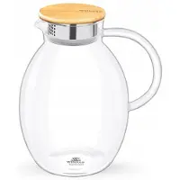 Wilmax Borosilikat Glas Krug mit Bambusdeckel, 2400ml, 1er Set