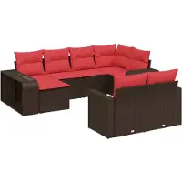 vidaXL 10-teiliges Gartensofa-Set mit Kissen, braun, Polyrattan